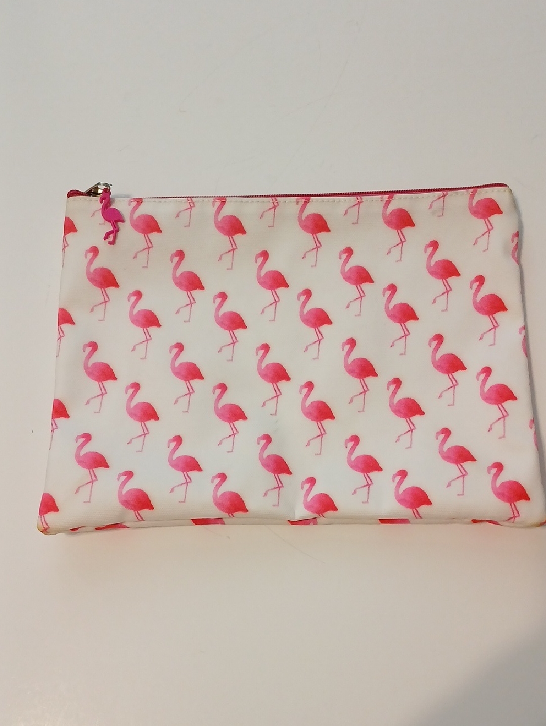 Pink Flamingo Print Cosmetic Pouch
